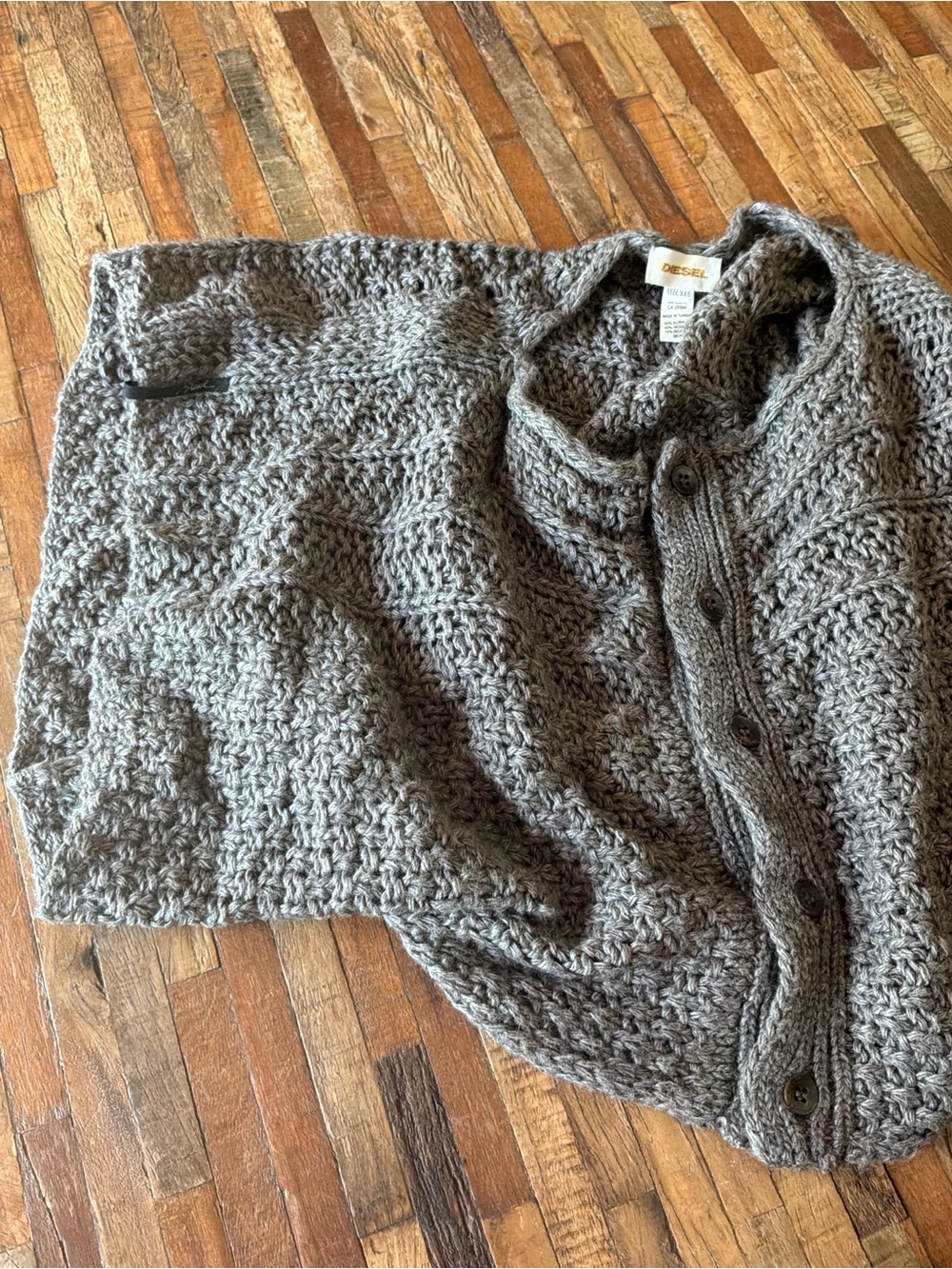 Diesel Gray Chunky Knit Button-Up Cardigan